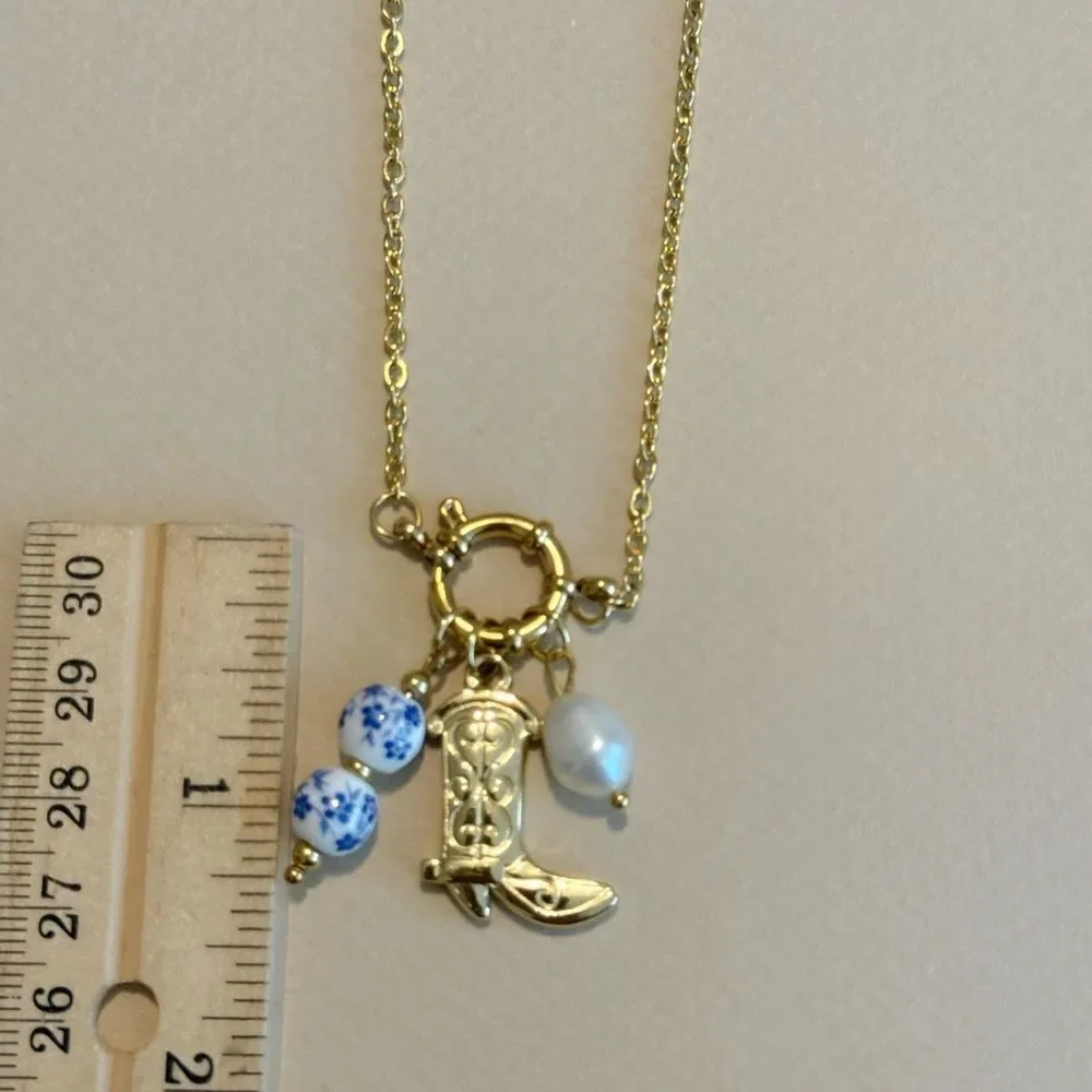 Boho pearl necklace #1355
